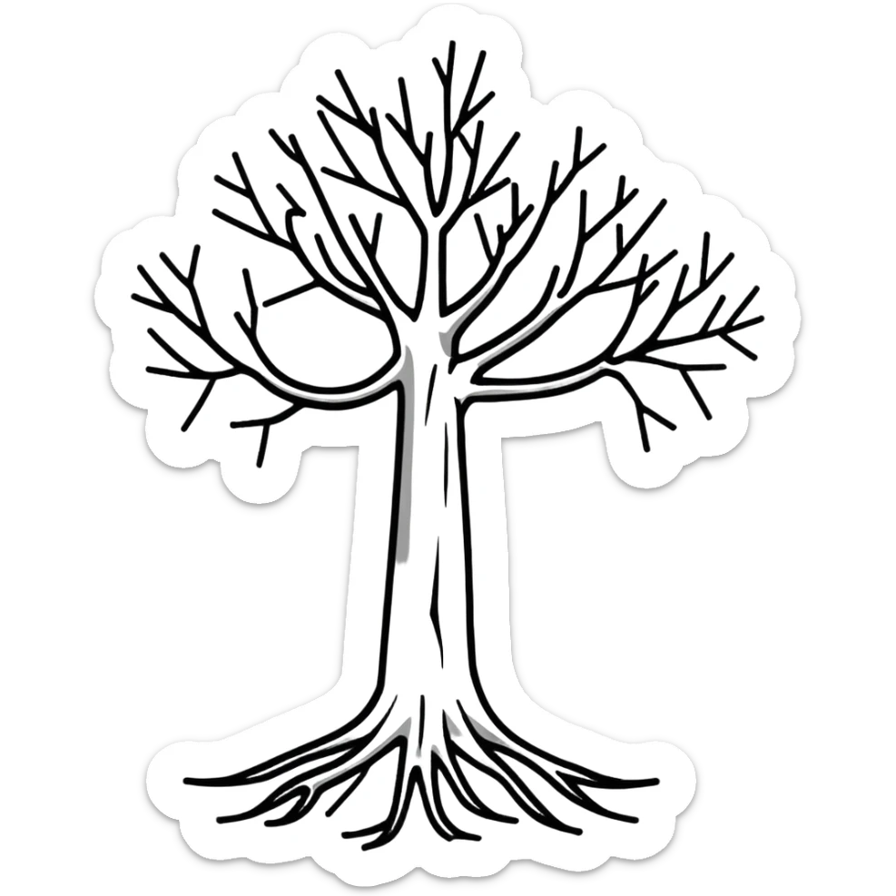 person grounded in nature with roots, strong and resilient sticker