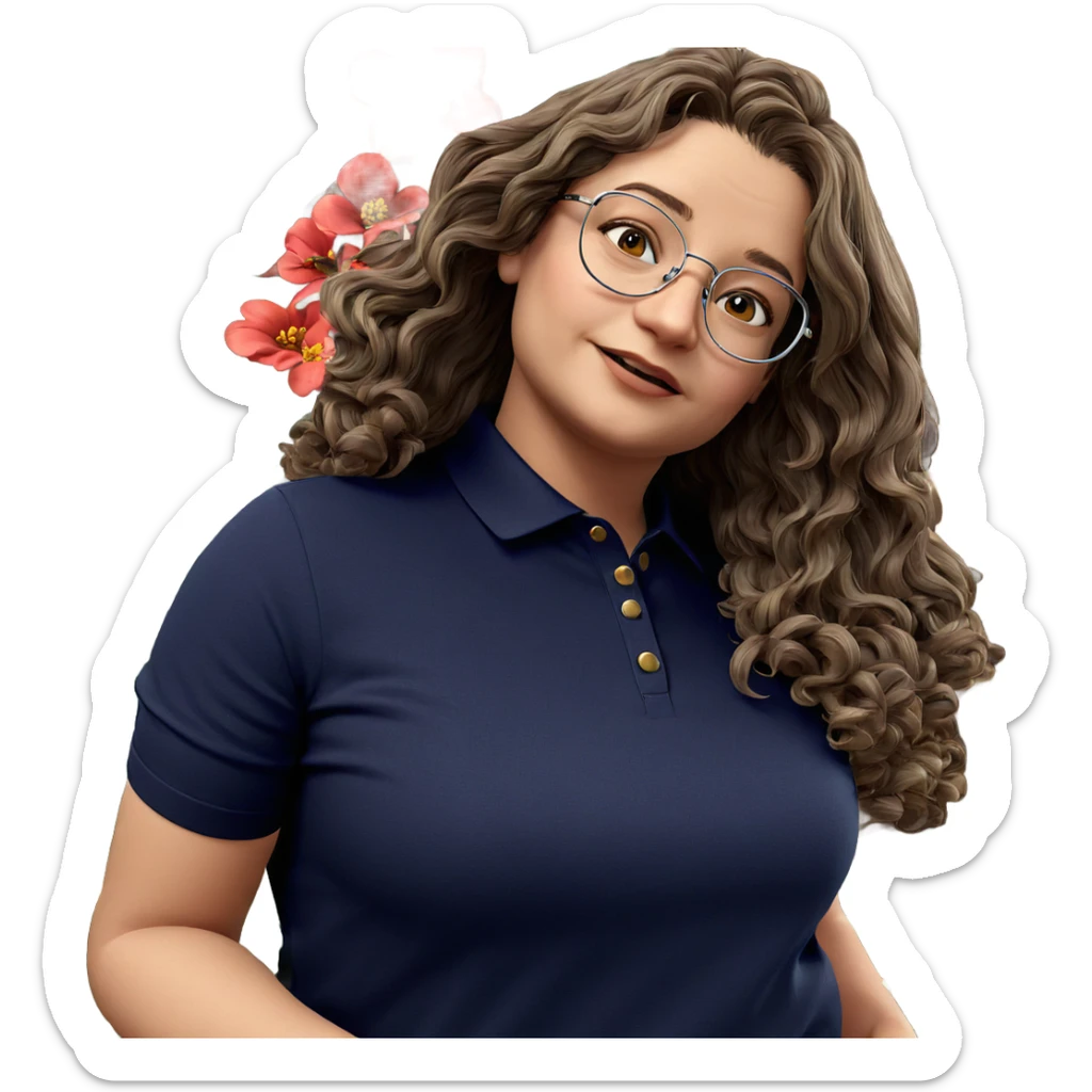 girl with glasses and flowers sticker