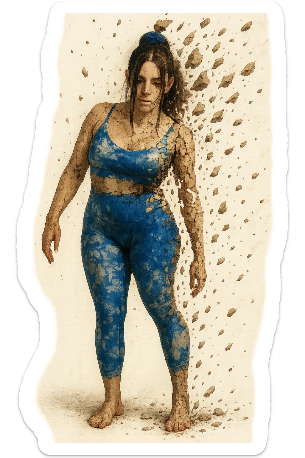 corpo come se si stesse sgretolando come se fosse rotto sticker