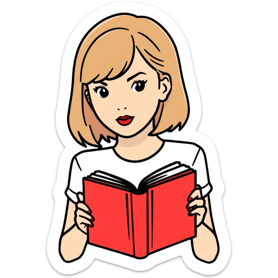 Hyperrealistic, 8k quailty, 5000x5000 pixels, digital illustration of singer Taylor Swift red album. Vivid, colorly, highly detailed, clean, smooth lines, isolated. sticker