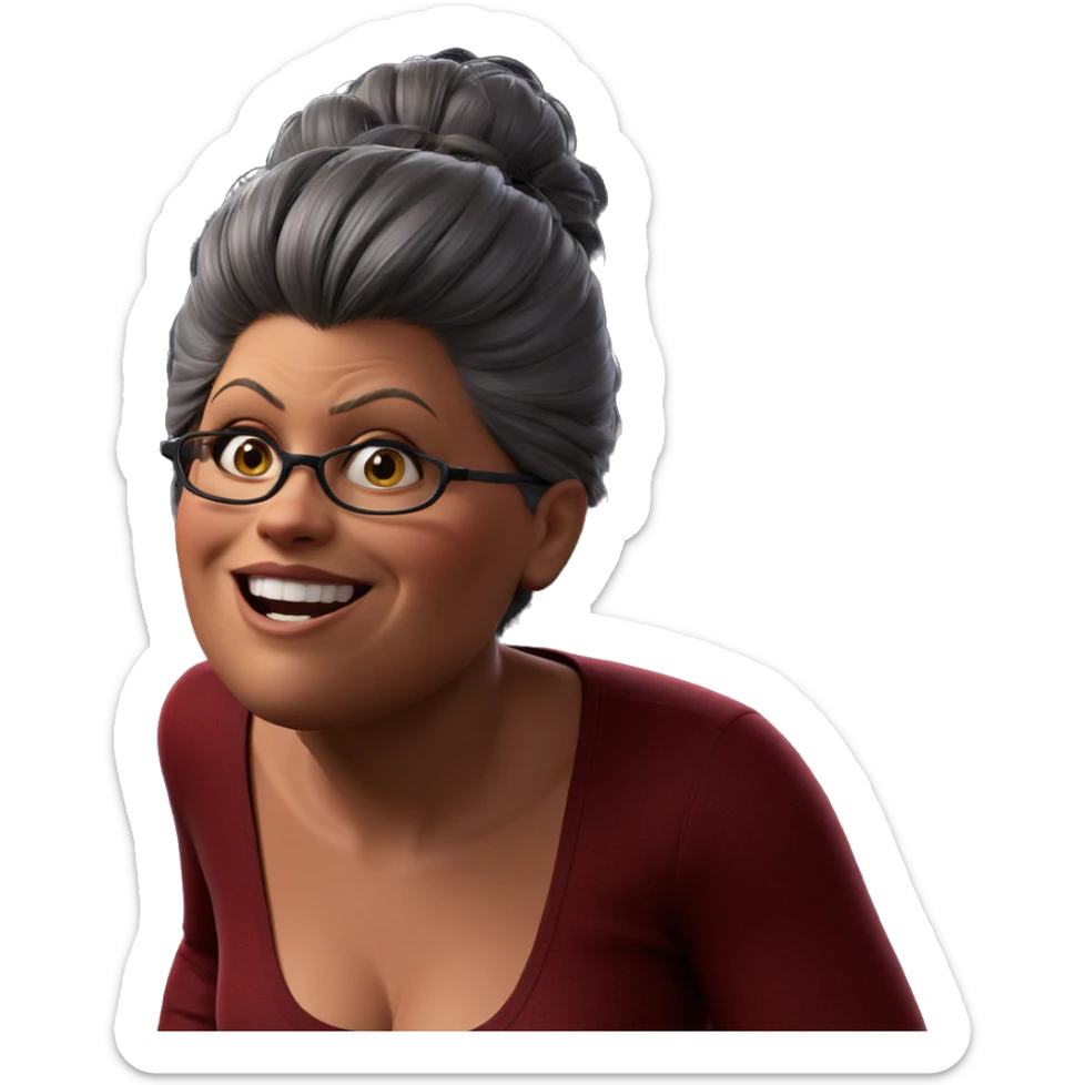 smiling girl with glasses meme sticker