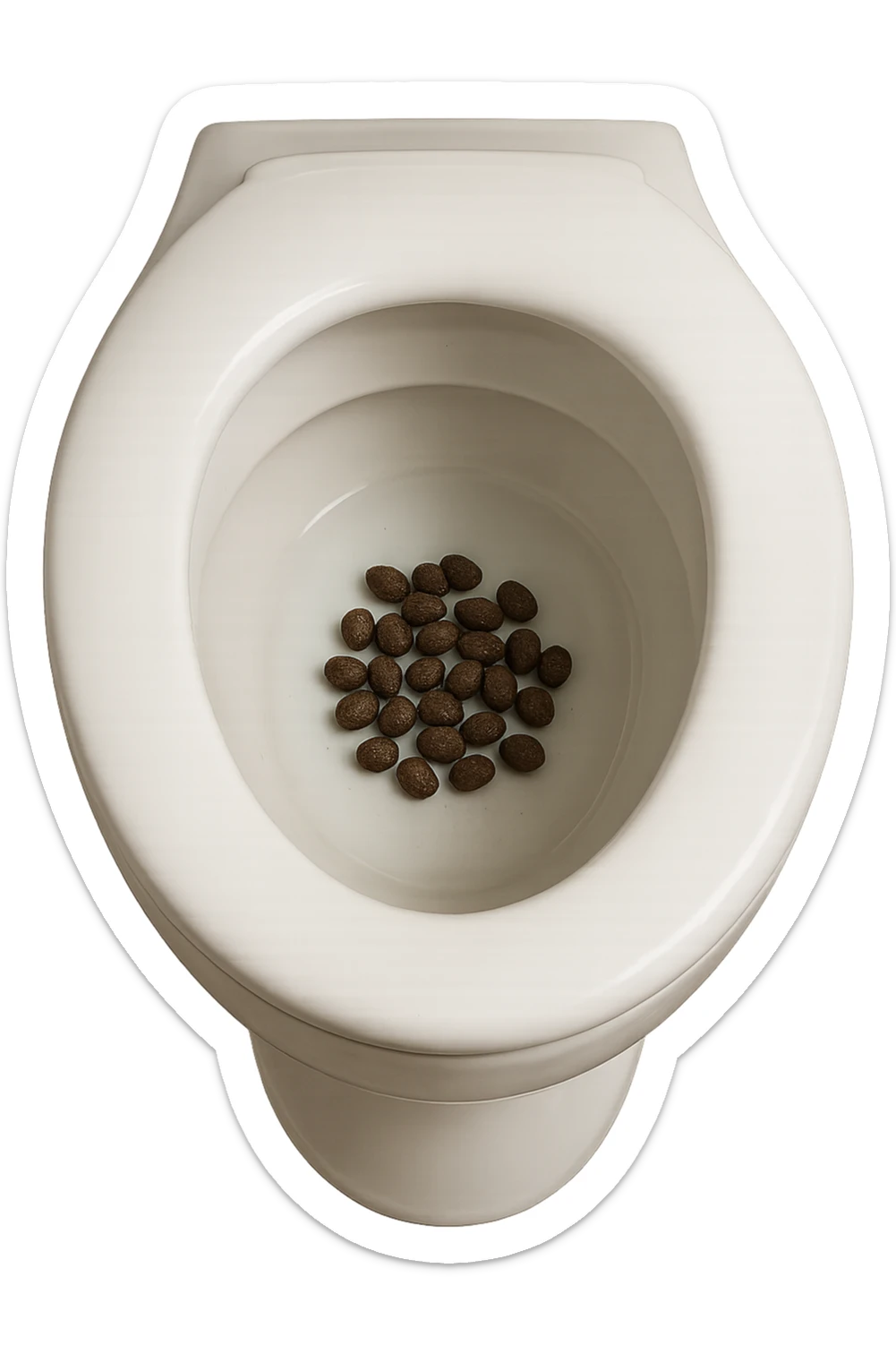 wc dentro cui cadono feci di animale a pallini, iperrealistico 4k sticker