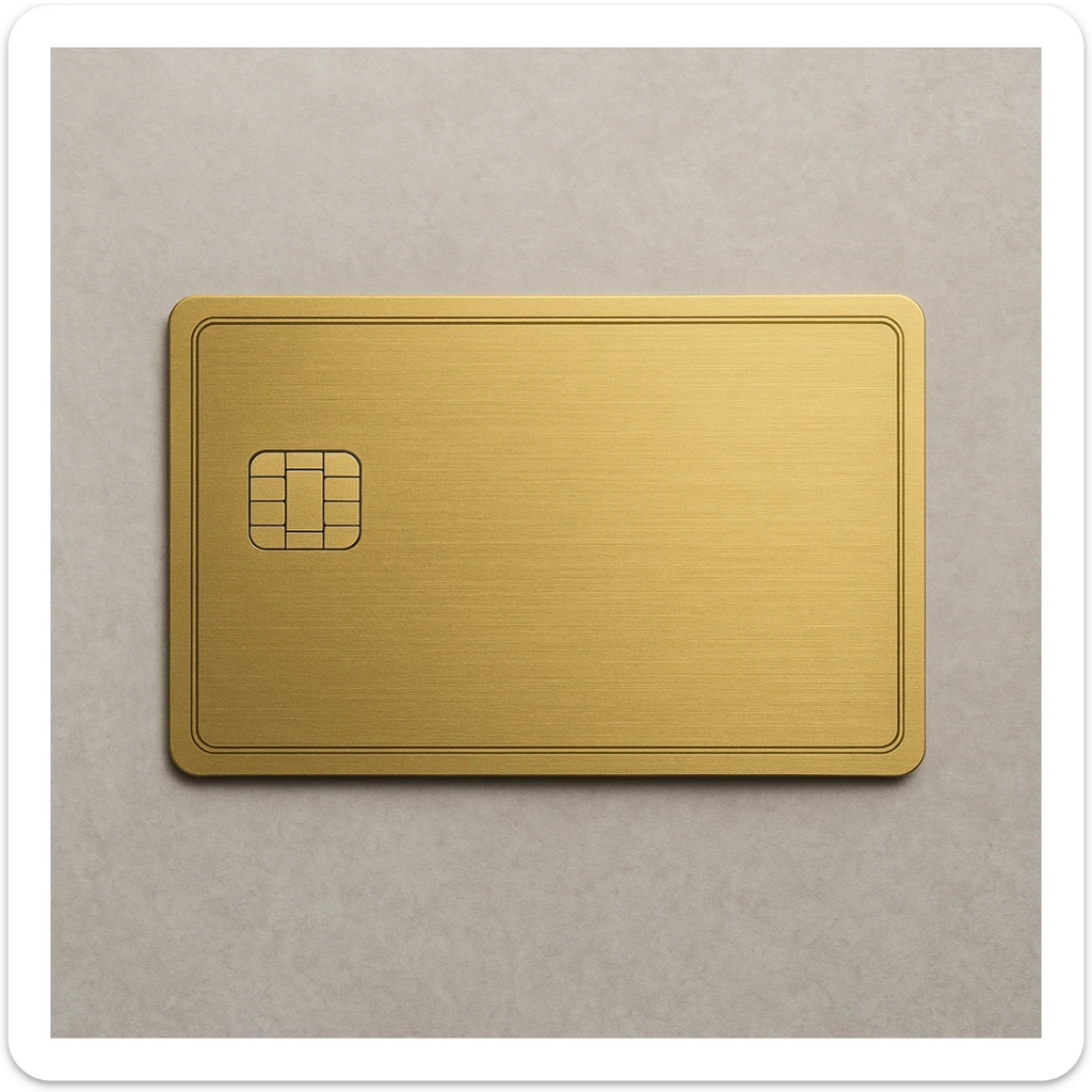 realistic style American Express Gold credit card, gold color, no text sticker