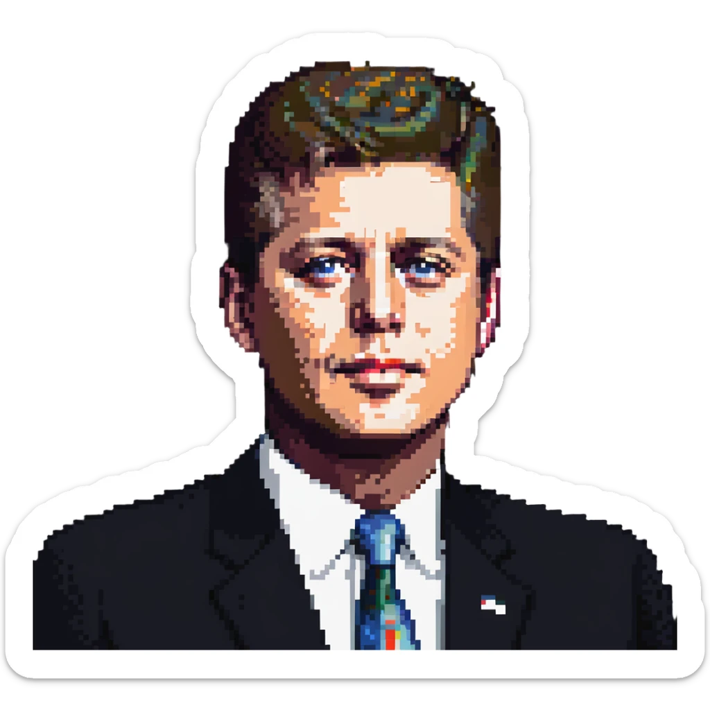 John F Kennedy presidential portrait, 35th US president sticker