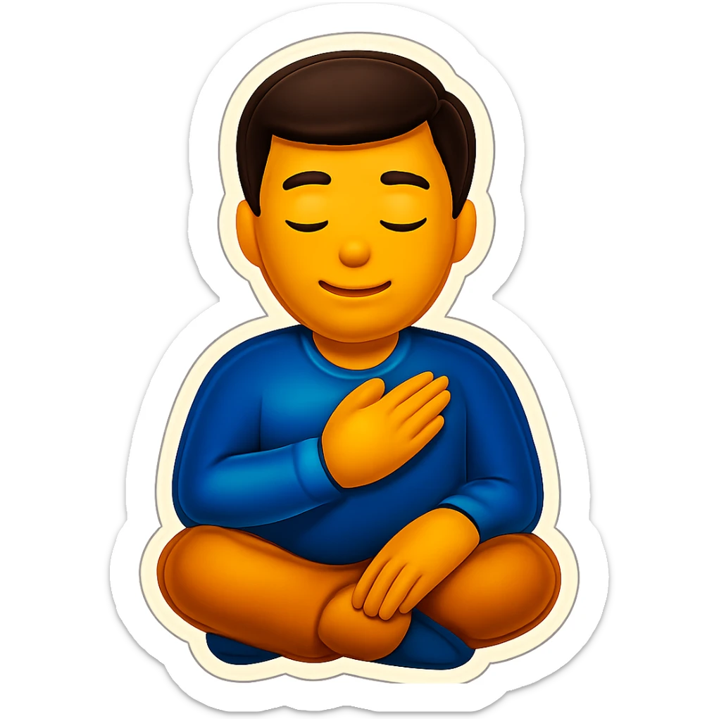 Create an emoji of a man holding his hand over his heart, in the same pose and style as the monkey in the reference image, with a transparent background. sticker