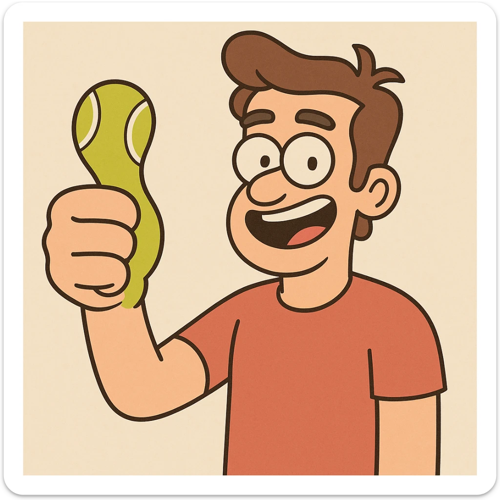 thumbs up in the shape of a tennis ball, flat toon style sticker