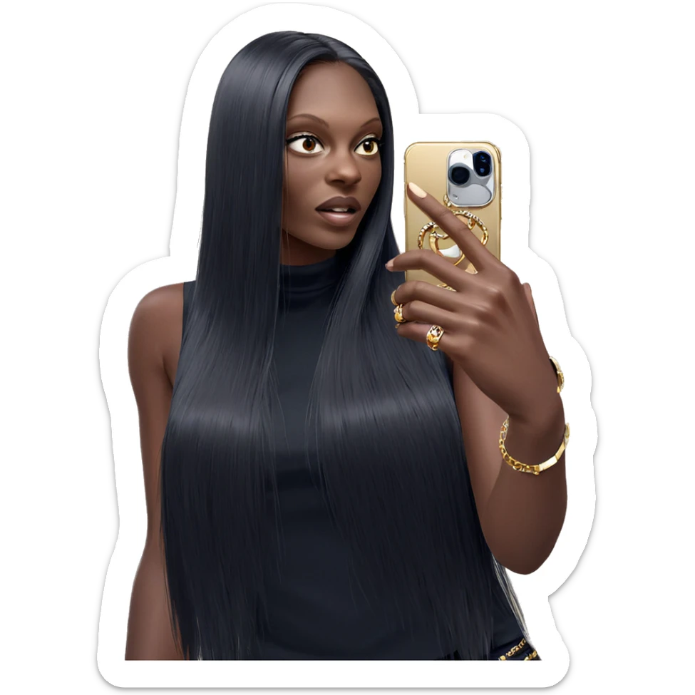 girl taking selfie with jewelry sticker