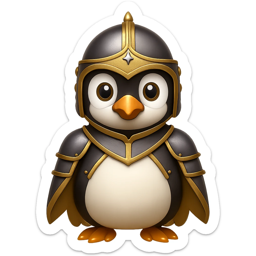 Add gold accents to the knight armor, keep the background transparent. Maintain the original style and details of the knight armor while enhancing it with elegant gold accents. sticker