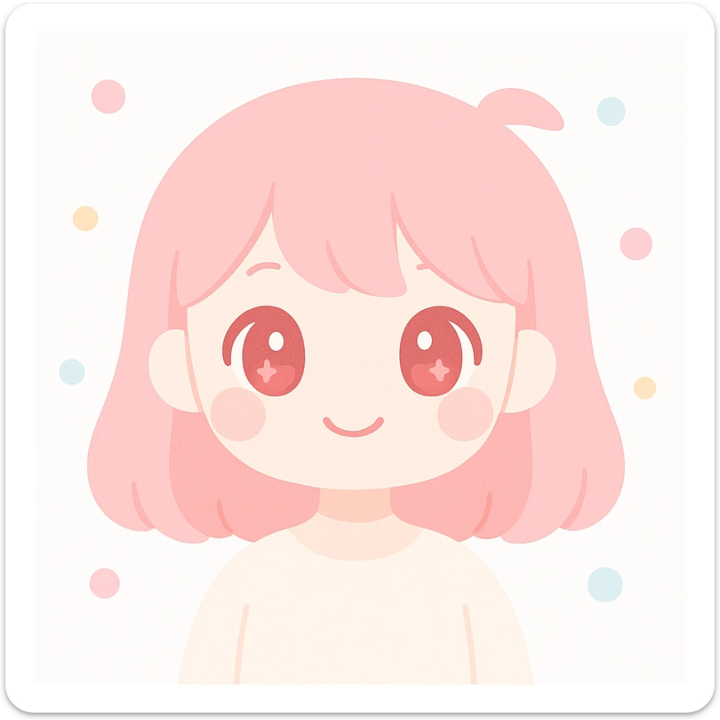 pink haired girl with red eyes, modern cute illustration style, vibrant and charming sticker