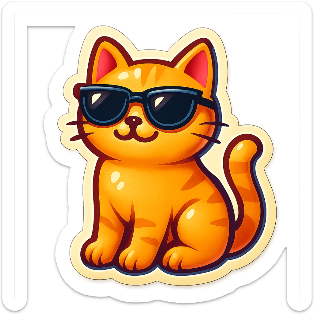 cat with sunglasses, playful and cool, sticker style, vibrant colors sticker