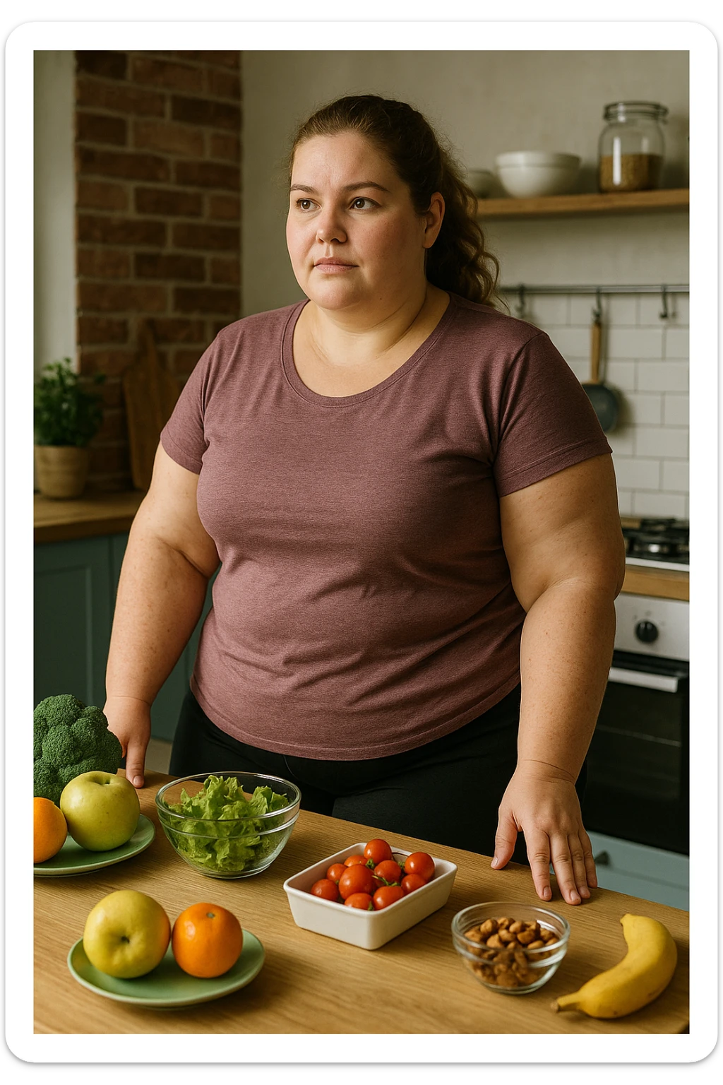 Donna con Lipedema che fa la dieta per migliorare anche a causa della sua PCOS, immagine realistica sticker