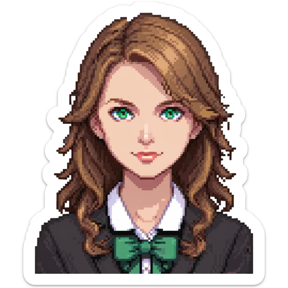 happy teacher with light brown hair and green eyes sticker