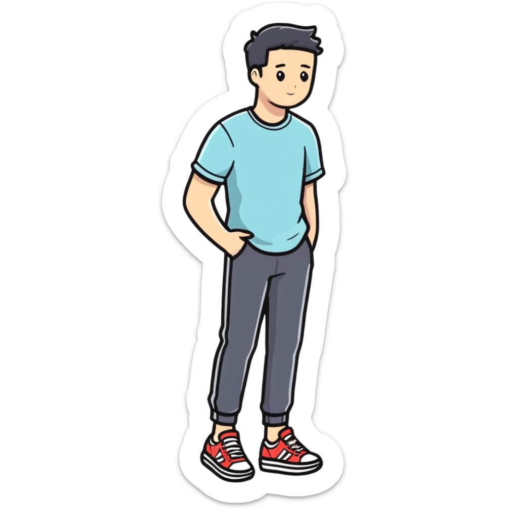Full body person wearing casual outfit with sneakers sticker