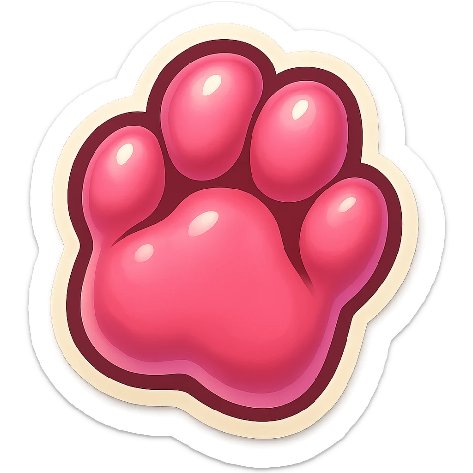 Make the cartoon hamster paw pink, keep it isolated and in a cute cartoon style, suitable for Discord emote, with no background. sticker