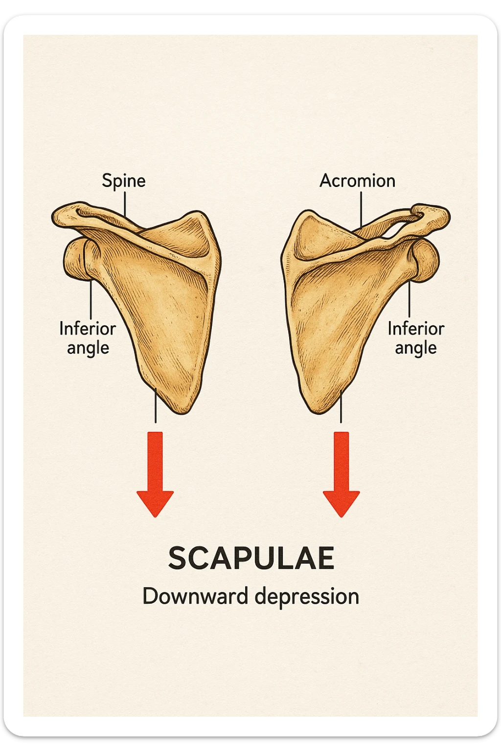 Scapole che vanno in giù depresse, viste anatomicamente. Fallo capire magari con frecce in basso sticker