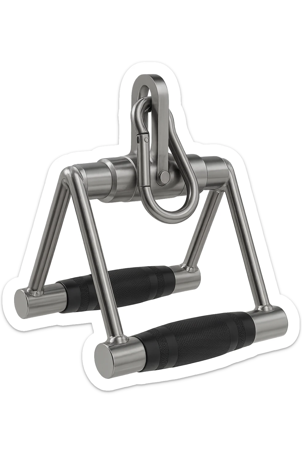 triangolo manubrio da palestra 3d fluttua in aria, iperrealistico 4k sticker