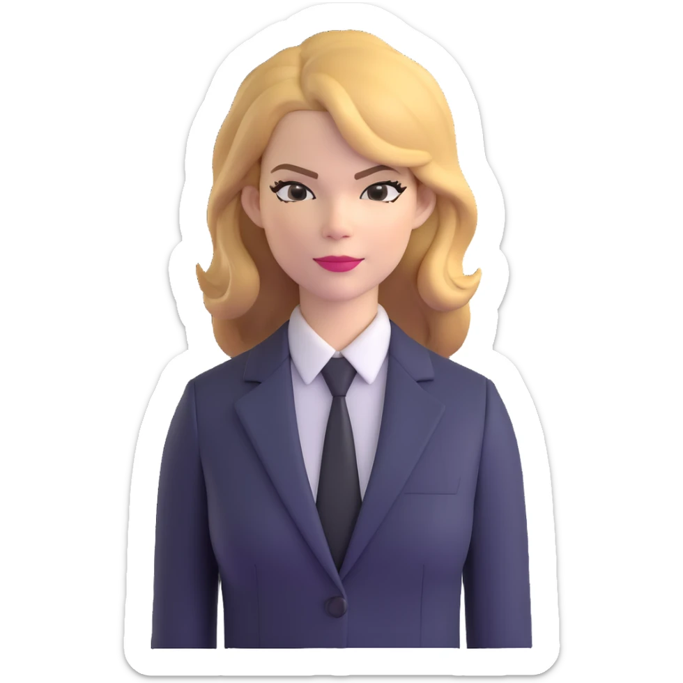 Michelle Monaghan with honey blonde hair as CEO in business suit sticker