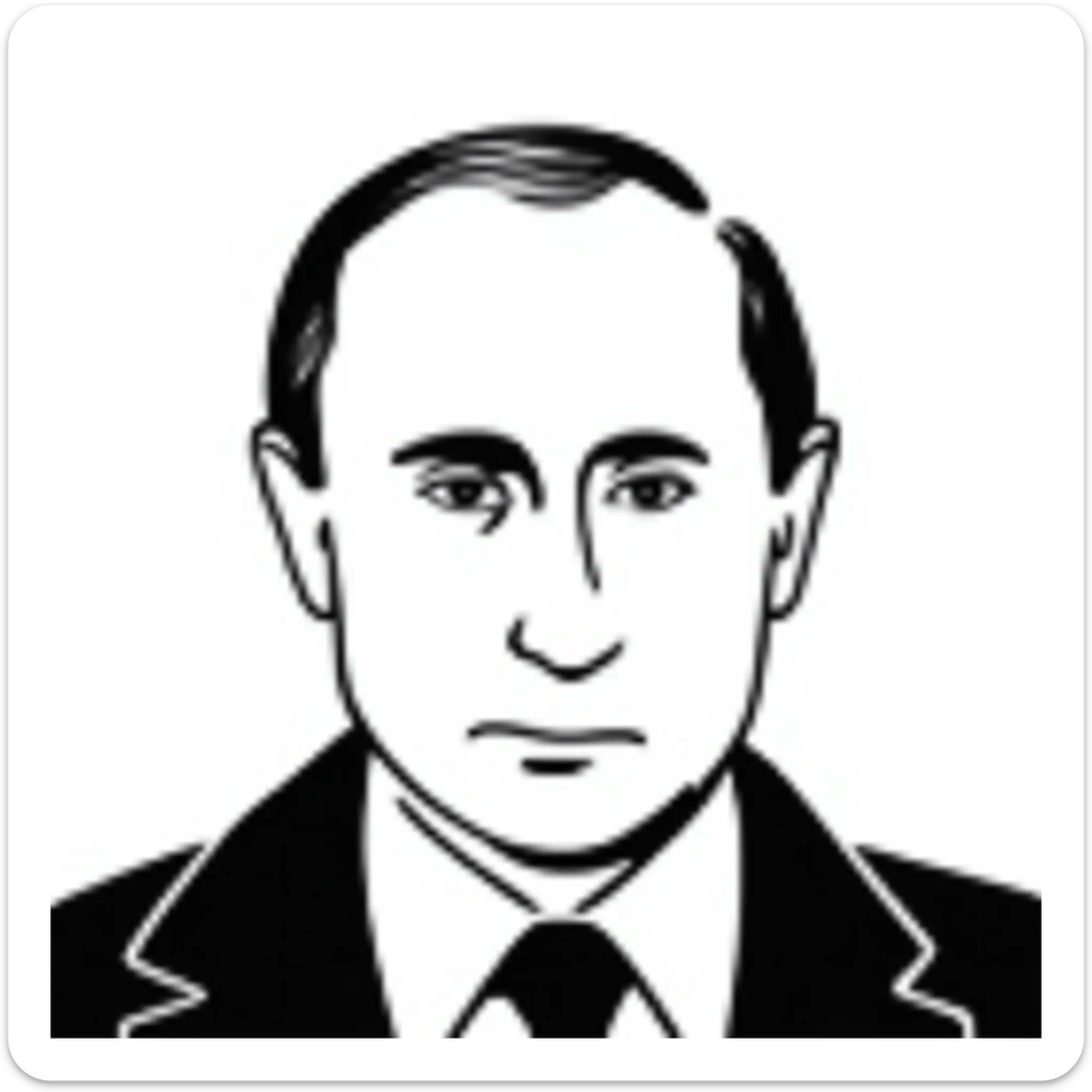 Vladimir Putin portrait with realistic details, stern expression, close-up of face sticker