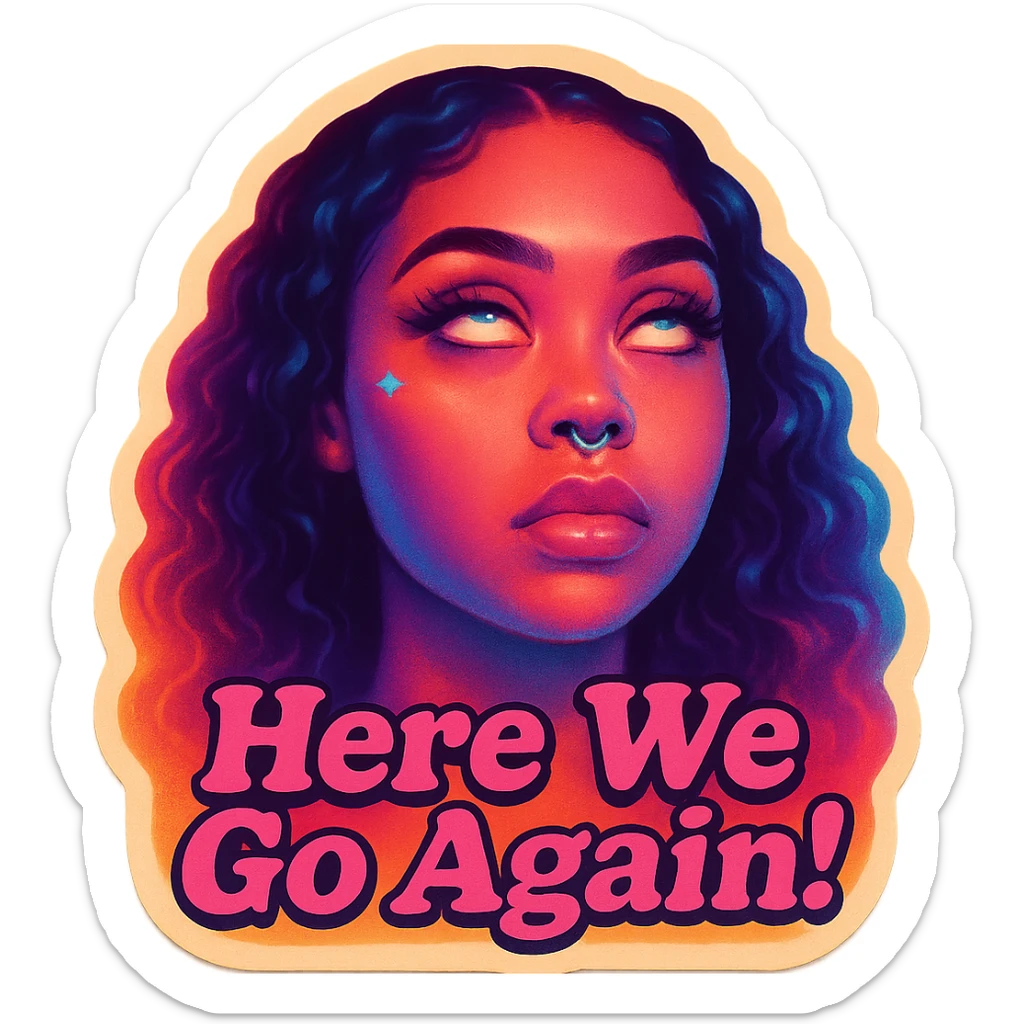 Eye Roll 
add the words Here We Go Again!  in pink  sticker