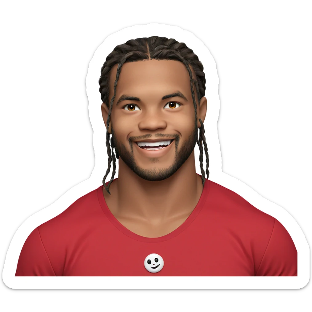 smiling boy in red shirt sticker