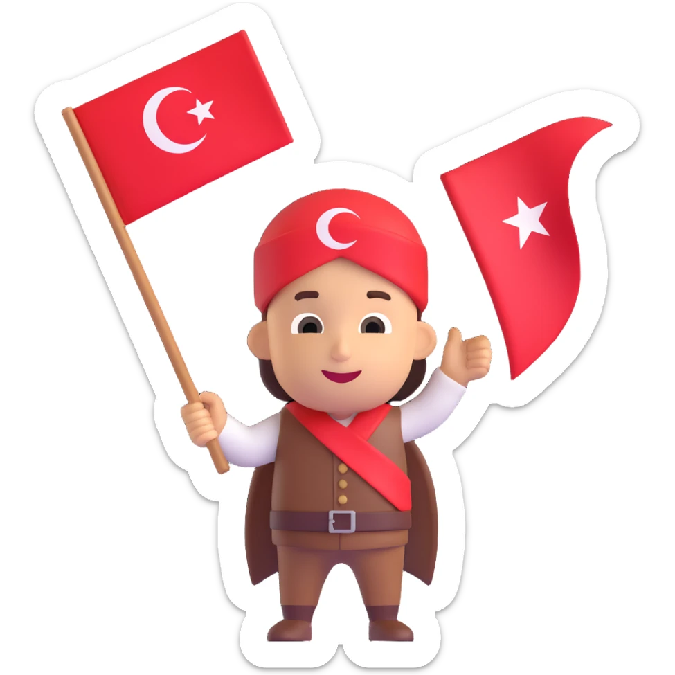 milli hamle emojisi, national success, Turkish flag, victory, pride, modern emoji style sticker
