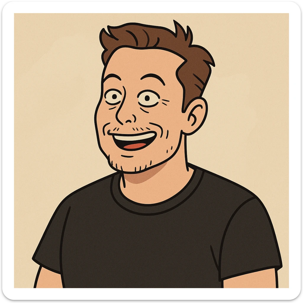 Elon Musk, cartoon style, playful and bold sticker