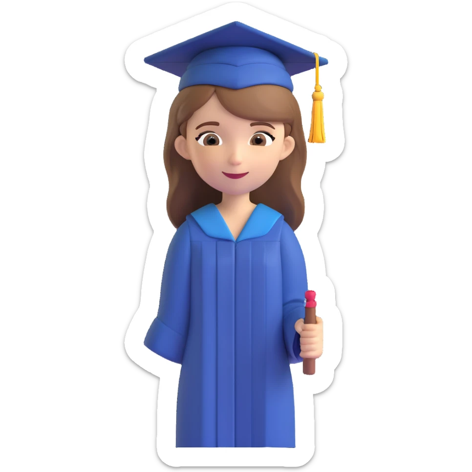 female graduate with graduation cap, light brown hair, fair skin sticker