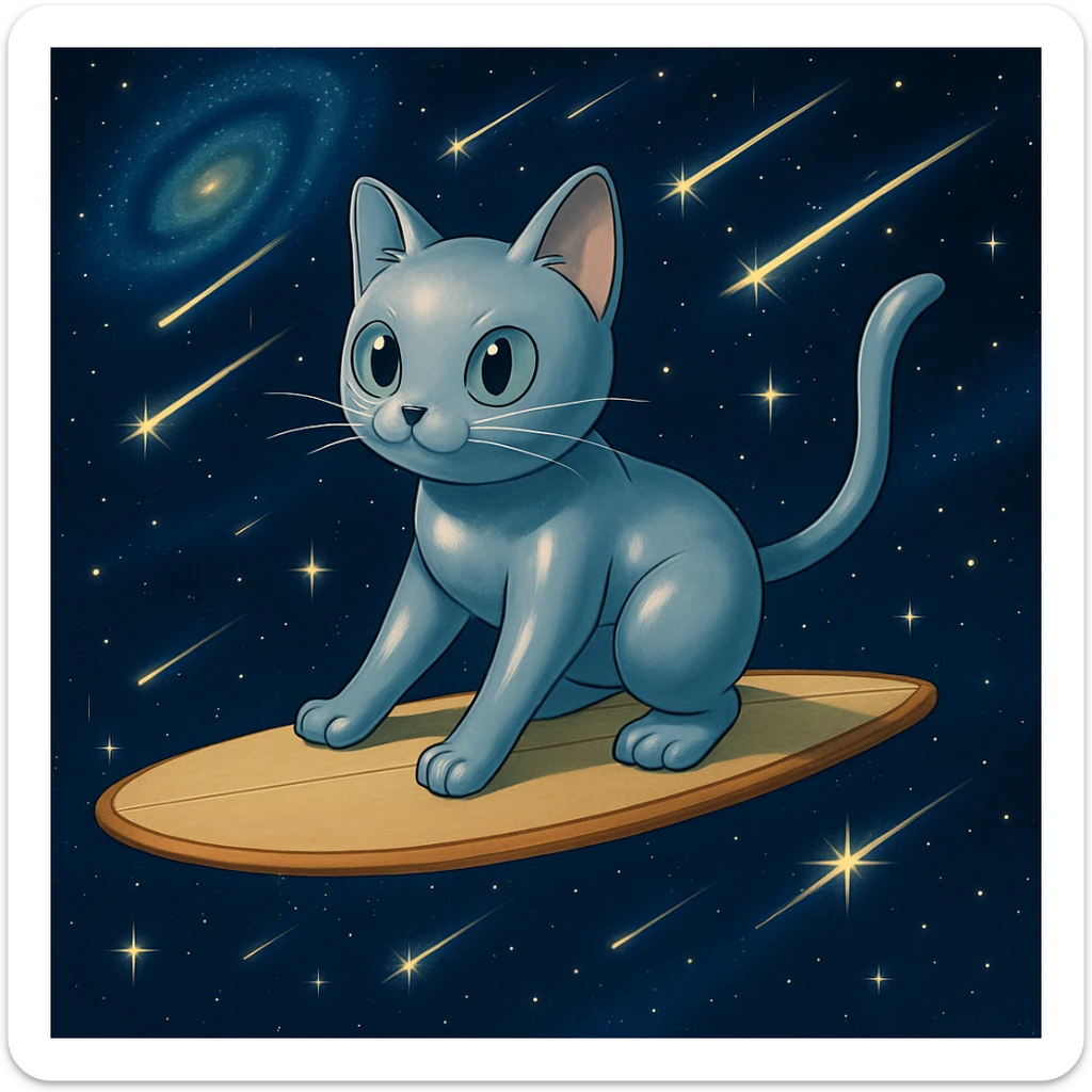 Add shooting stars to the background while keeping the anime style of the image. sticker