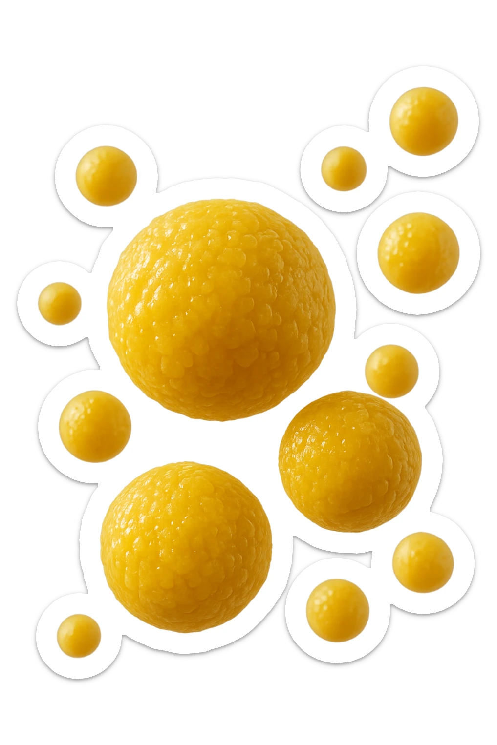 cellule di grasso gialle (adipociti) fluttuano in aria, iperrealistiche 4k sticker