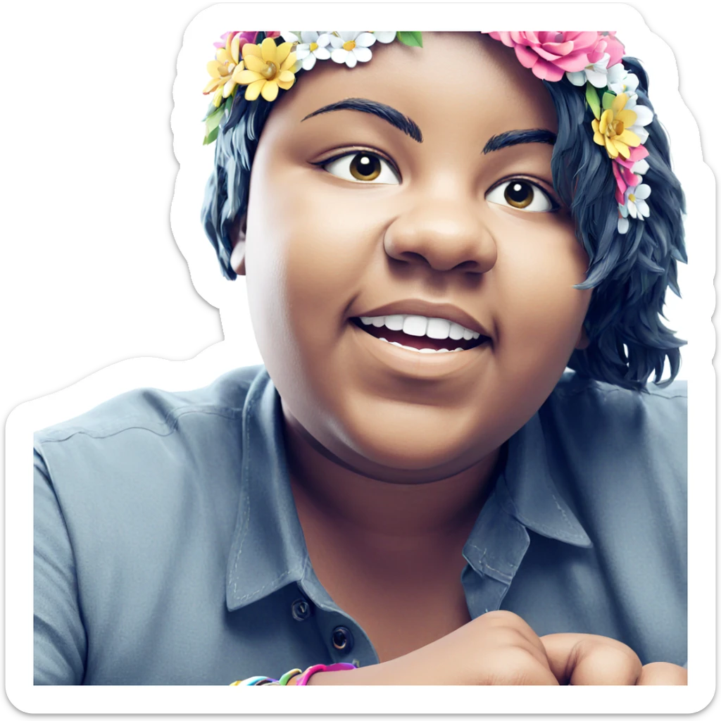 boy with flower head wreath sticker