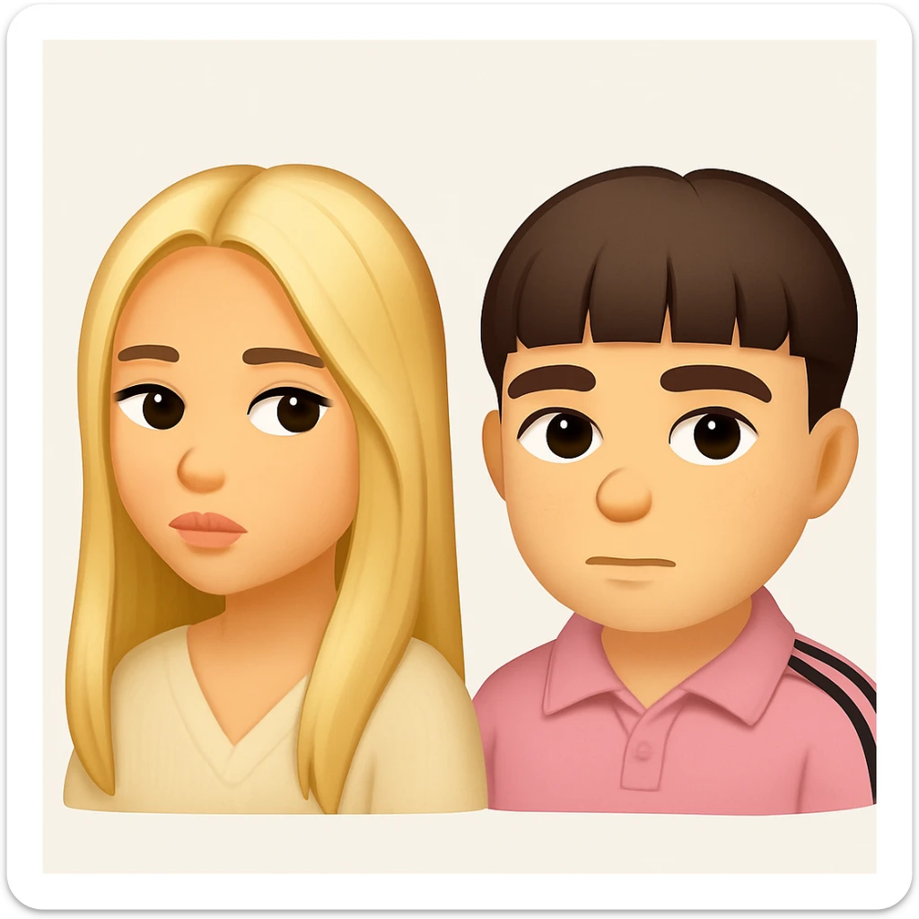 Combine these two images into one emoji with two separate cartoon-style figures, keeping noticeable space between them. Do not alter the original images themselves, just place them side by side in a unified cartoon style. sticker