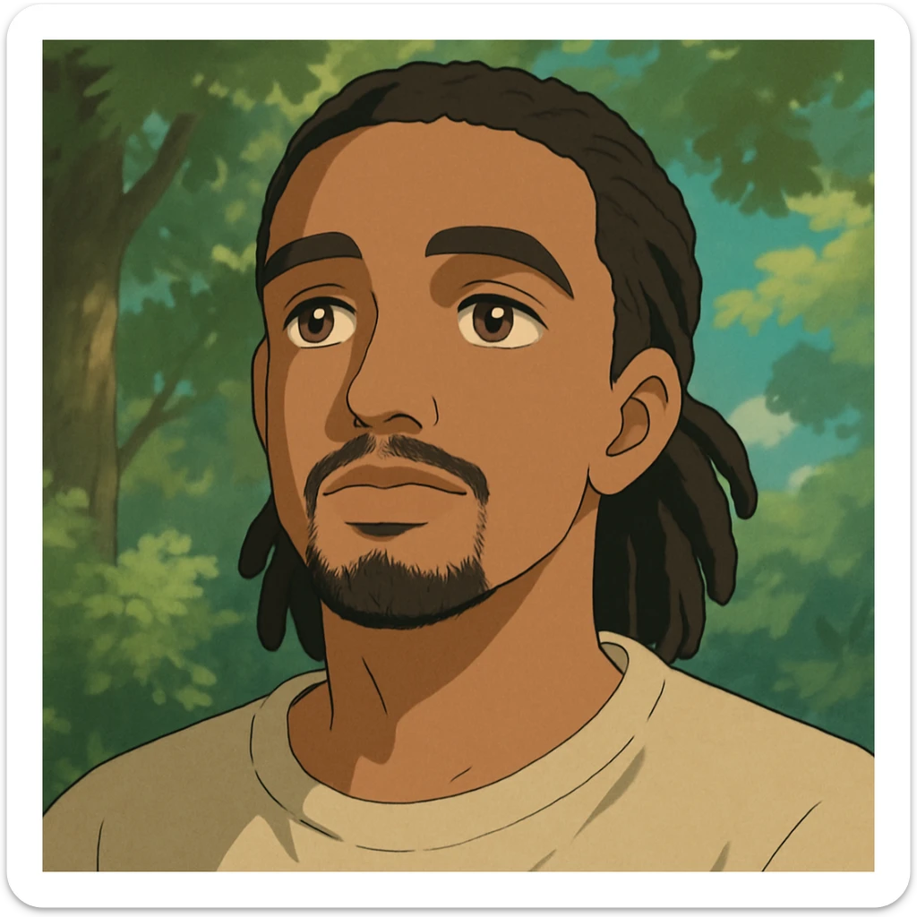 Jalen in Ghibli style, close-up portrait, dreamy eyes sticker