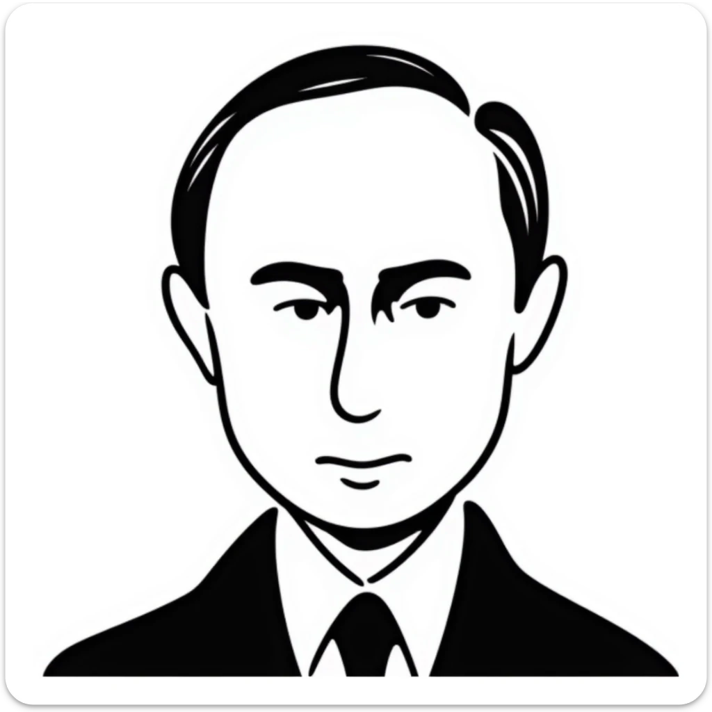 Vladimir Putin portrait with realistic details, stern expression, close-up of face sticker