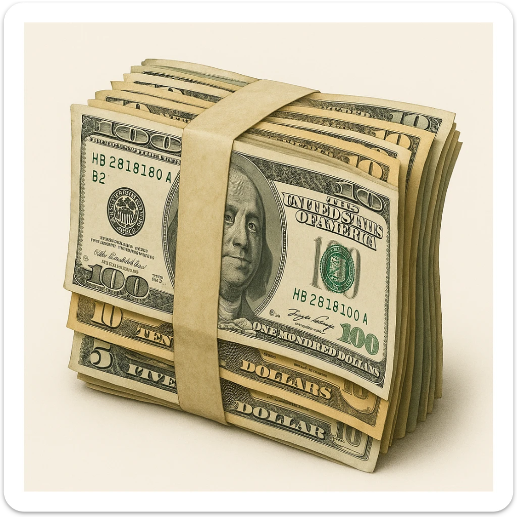 A bundle of dollars sticker