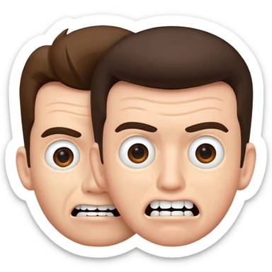 2 Rick Astley heads with kinda worried faces but their upper teeth are sticking out and their faces  sticker