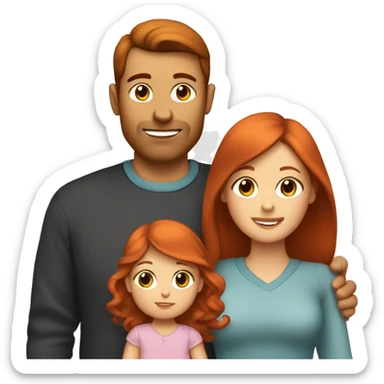 Parents with a baby girl - mom has red hair, dad has brown hair and the baby is a girl sticker