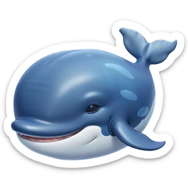 Meme-Worthy Cute Sleeping Humpback Whale Portrait Emoji, Head resting peacefully with a contented smile, showcasing an enormous blue-gray body with gently drifting pectoral fins and eyes softly closed in serene slumber, Simplified yet adorably endearing features, highly detailed, glowing with a soft, drowsy deep-sea light, high shine, relaxed and utterly lovable, stylized with an air of playful oceanic laziness, soft glowing outline, capturing the essence of a sleeping humpback whale that feels destined to become the next viral icon of adorable marine rest! sticker