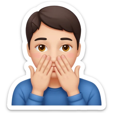 😳 emoji blushing and completely covering face with hands because they are flustered and embarrassed, face is very flushed sticker