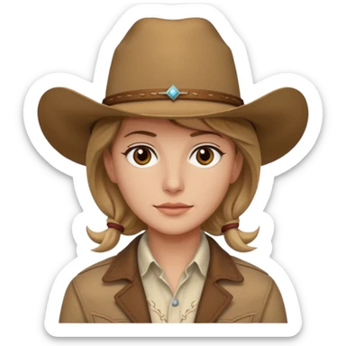 Ennis Del Mar with brown eyes, dark blonde hair, ivory shirt, brown jacket and cowboy hat sticker
