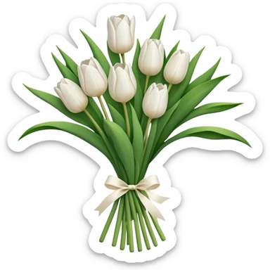White tulip bouquet sticker