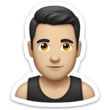 white man with short dark hair, arm tatoos sticker