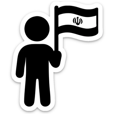 A boy holding the Iran flag. sticker