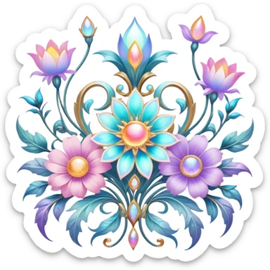 Epic divine legendary celestial flowery complex detailed iridescent aesthetic-scenery-Decorations sticker