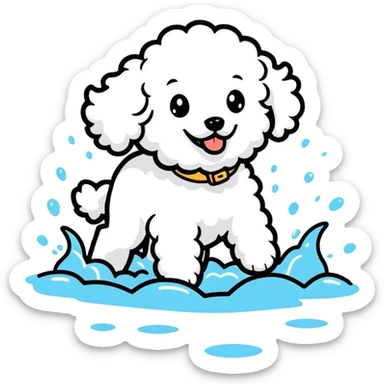 Mini poodle splashing sticker