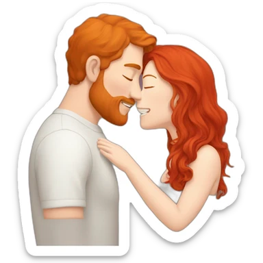 A man with red hair kisses a red-haired man sticker