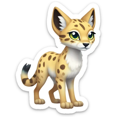 Cute Kawaii Epic Ethereal Sparkly Colorful Sergal-Serval-Caracal-Vernid full body sticker