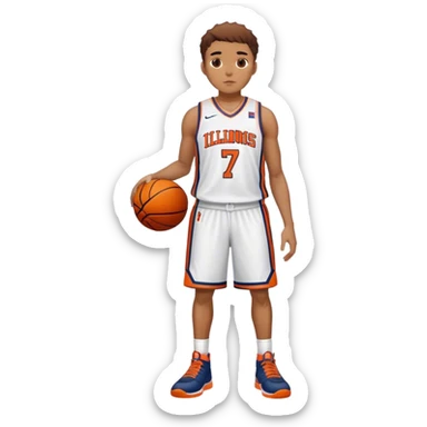 Illinois basketball #7 darker mulatto skin with short hiar full body shot sticker