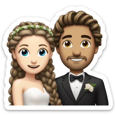 hot spanish man with braids and a brunette white girl at their wedding sticker