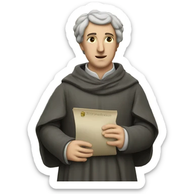 Petrarch holds a scroll in his hand sticker