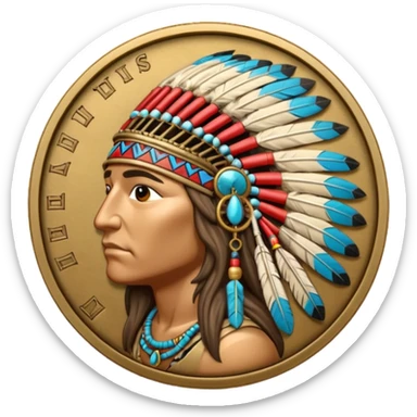 coin with native american headdress sticker